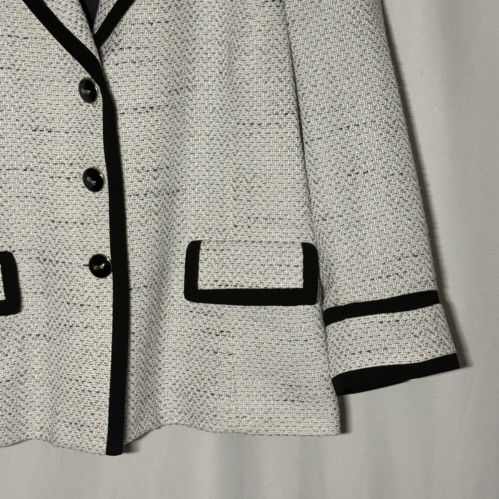 Kasper Tweed Contrast Black White 3 Button Women's Blazer Jacket Plus Size 18 - Picture 5 of 16